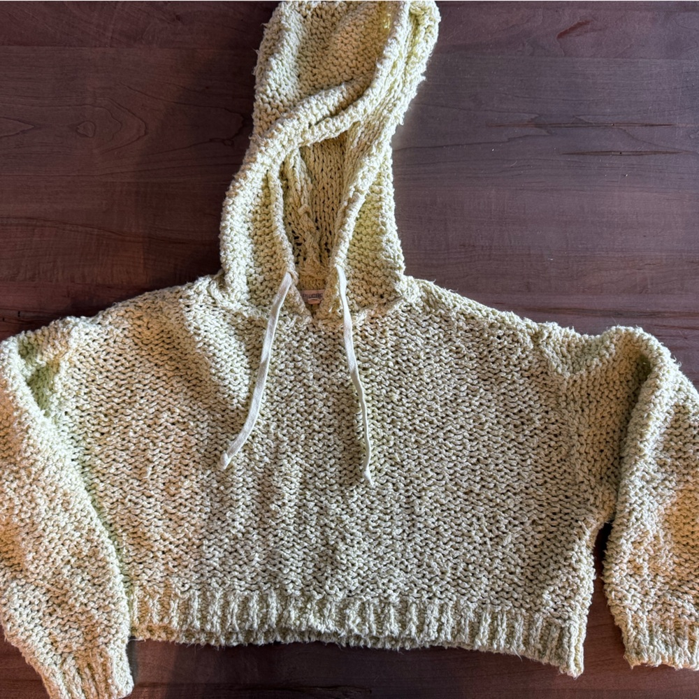 Pilcro Cream Hooded Knit Sweater